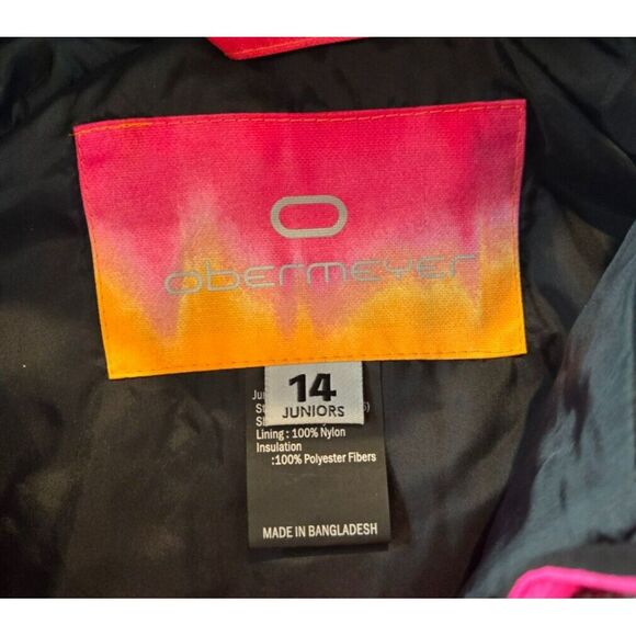 Obermeyer Girls Ski Jacket Size 14 Juniors Coat Pink Hooded Colorblock Insulated - Picture 4 of 14